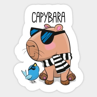 Cartoon Capybara with glasses Sticker